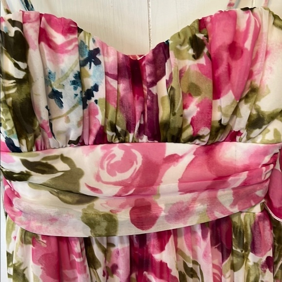 Floral Pink and Green Women's Dress - Picture 5 of 10